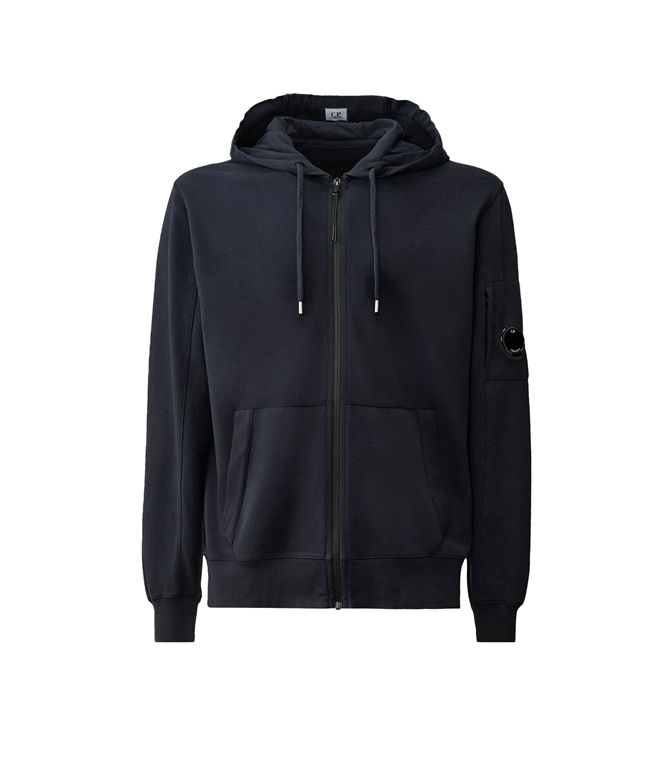 LIGHT FLEECE ZIPPED HOODED SWEATSHIRT BLACK C.P. COMPANY - Sweatshirt